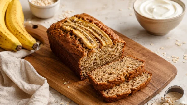 Recette de banana bread protéiné et moelleux au bio et skyr