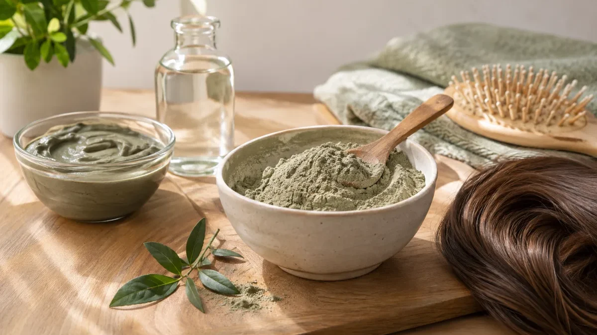 L&rsquo;argile verte pour les cheveux : le guide d&rsquo;un soin naturel purifiant